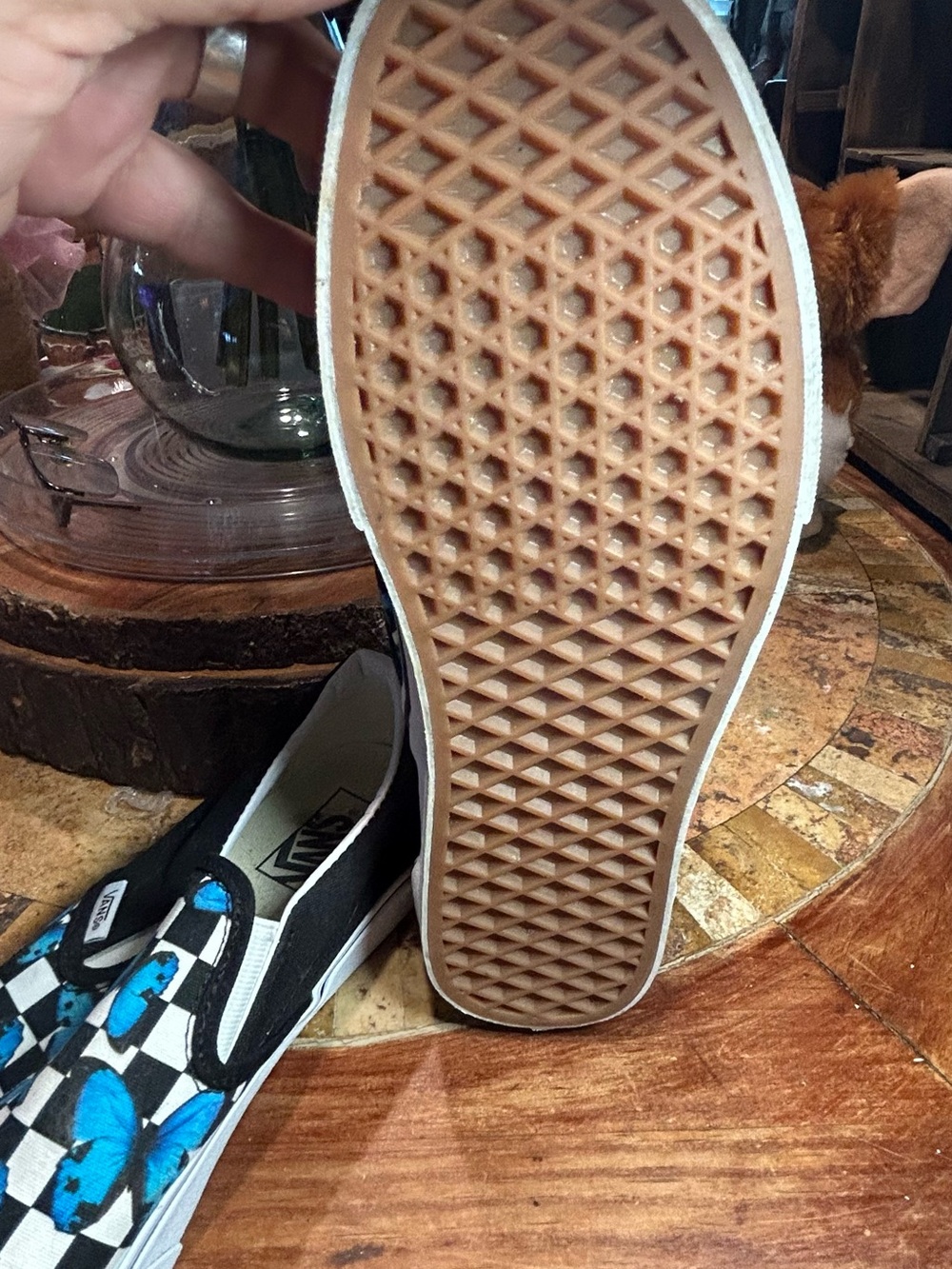 Vans Black/Blue Butterfly Checkered Unisex size 9.5 men 11 women Excellent con - Picture 11 of 13